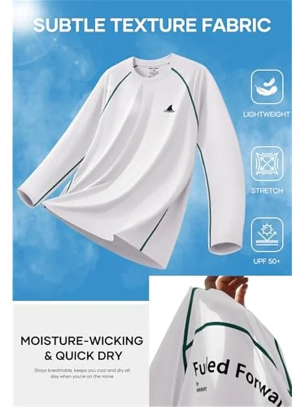 Men's UPF 50+ Swim Shirt UV Sun Protection Long Sleeve Rash Guard